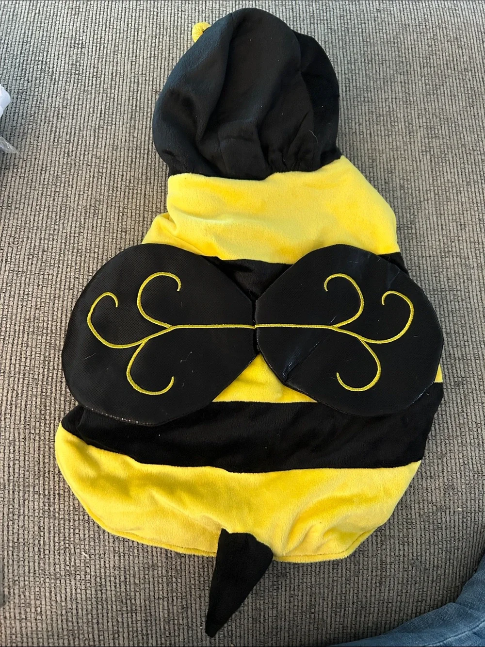 Plush Bee Dog Halloween Costume - Yellow & Black Pet Outfit size large